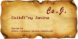 Csikány Janina névjegykártya